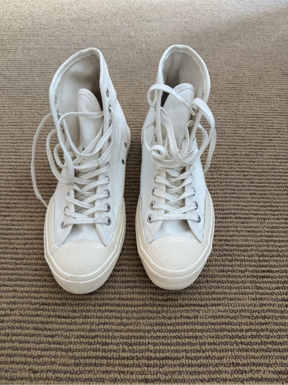 Superga Cream High-Top Canvas Sneakers